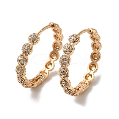 Brass Cubic Zirconia Hoop Earrings for Women EJEW-M238-03KCG-1