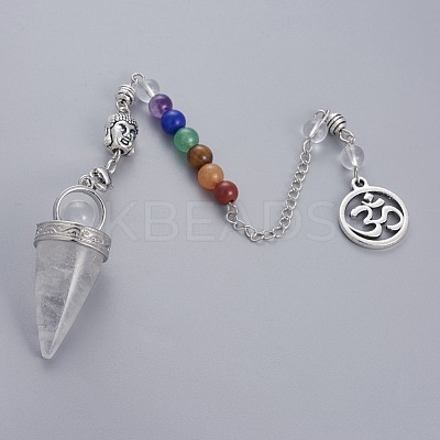 Chakra Jewelry Natural Quartz Crystal Cone Dowsing Pendulums G-G771-E07-1