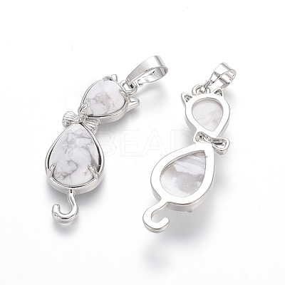 Natural & Synthetic Mixed Stone Kitten Pendants G-J386-E-1