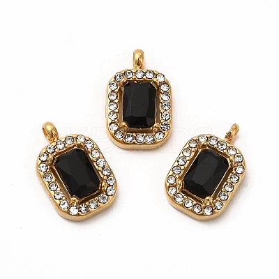 PVD Vacuum Plating 304 Stainless Steel Cubic Zirconia Pendants STAS-A076-03G-1