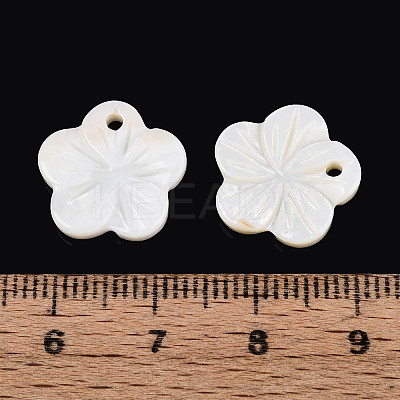 Natural Freshwater Shell Carved Flower Charms SHEL-N038-10-1