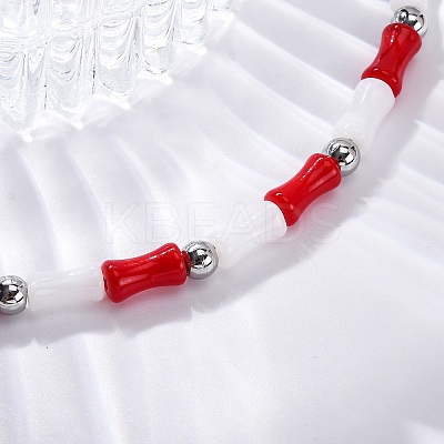 304 Stainless Steel Beaded Bracelets for Women BJEW-M056-05P-1