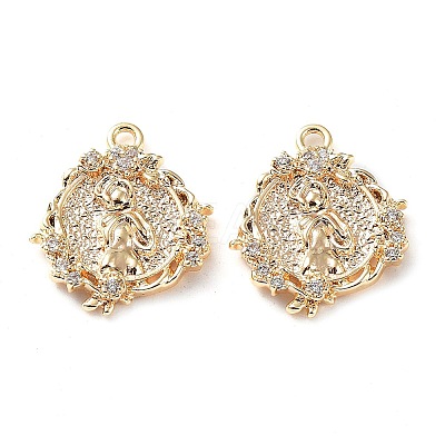 Rack Plating Brass Micro Pave Cubic Zirconia Pendants KK-K333-81G-1