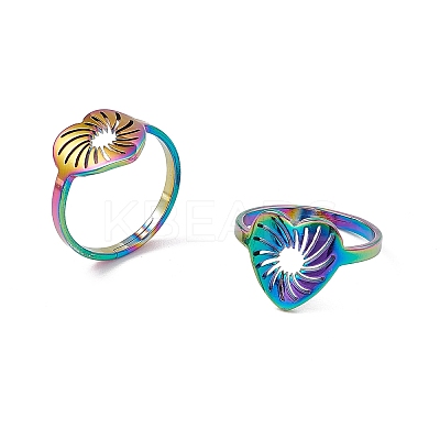 Ion Plating(IP) 201 Stainless Steel Hollow Out Heart Adjustable Ring for Women RJEW-C045-02M-1