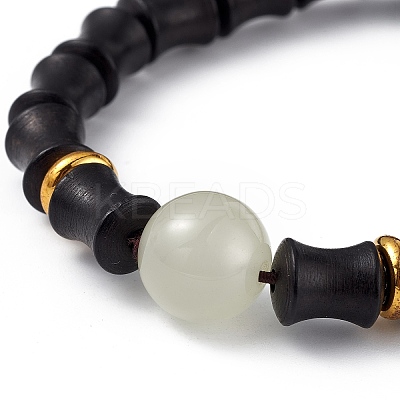 Wood Column Beaded Stretch Bracelet for Women BJEW-H566-11C-1