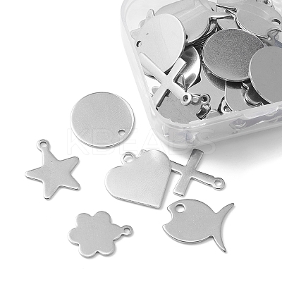 60Pcs 6 Style 201 & 304 Stainless Steel Stamping Blank Tag Charms STAS-FS0001-39-1