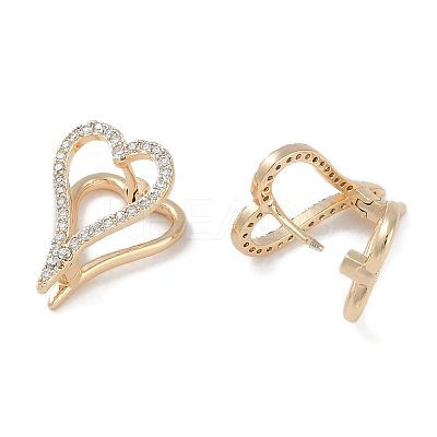 Clear Cubic Zirconia Heart Hoop Earrings EJEW-L292-003G-1