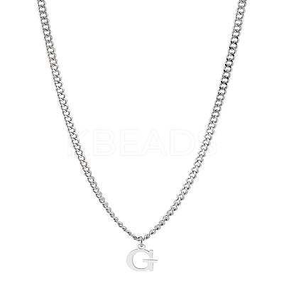 1Pc 304 Stainless Steel Letter Pendant Necklaces NJEW-LP0001-33G-P-1
