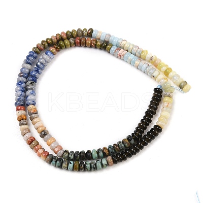 Natural African Turquoise(Jasper) & Unakite & Blue Spot Jasper & Crazy Agate & Yellow Opal & Ice Obsidian & Synthetic Shoushan Stone Beads Strands G-Z135-C07-2x4mm-1