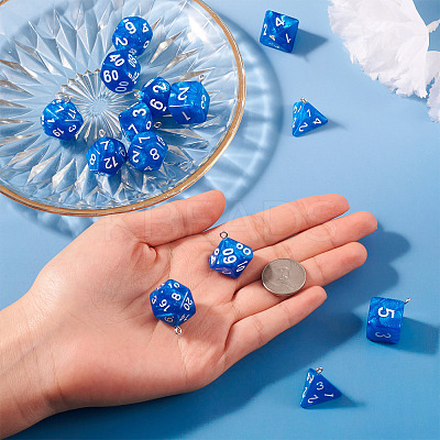 2 Sets Resin Polyhedral Dice Pendants Set RESI-TA0003-18C-1