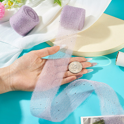 2Rolls Polyester Hot-fix Rhinestone Raw Edges Ribbon OCOR-TA0003-95C-1