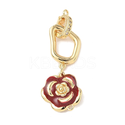 Brass Micro Pave Clear Cubic Zirconia Fold Over Clasps KK-U059-46G-1