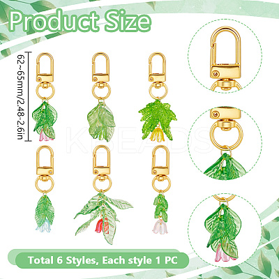 6Pcs Lily of the Valley Acrylic Pendant Decoration HJEW-DR00144-1