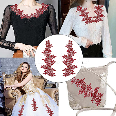 Flower Polyester Embroidery Lace Appliques DIY-WH20011-03E-1