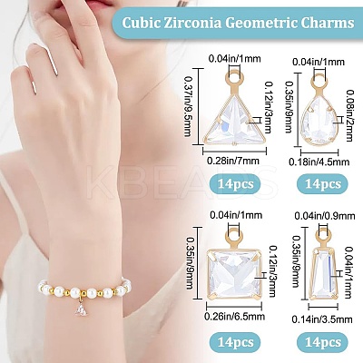 56Pcs 4 Style Brass Cubic Zirconia Charms Sets ZIRC-BBC0001-66-1
