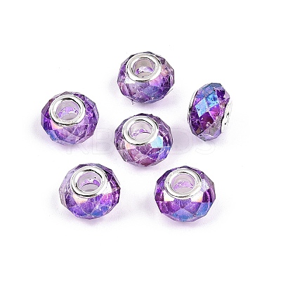 Baking Paint Transparent Glass European Beads GPDL-N004-C14mm-A05-1