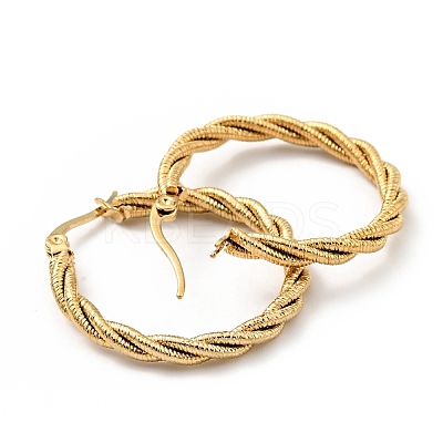 303 Stainless Steel Twist Rope Hoop Earrings with 316 Stainless Steel Pins for Women EJEW-F285-38G-1