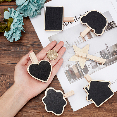 24 Pcs 6 Styles Wooden Blackboard Clip DIY-GF0003-59-1