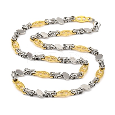 201 Stainless Steel Rhombus Links Chain Necklace NJEW-F22-39H-GP-1