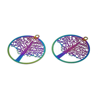 Ion Plating(IP) 201 Stainless Steel Filigree Pendants LS-STAS-S118-069-1