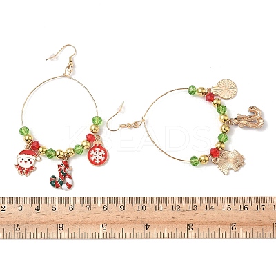 Christmas Theme Alloy Enamel Dangle Earrings EJEW-B068-01G-03-1