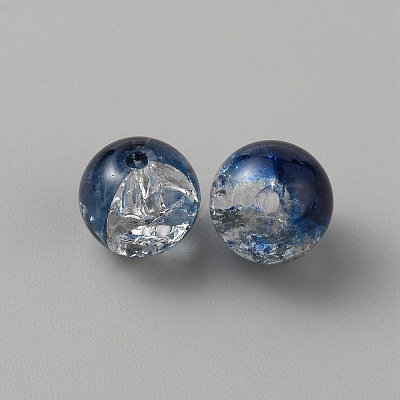 Two Tone Transparent Crackle Glass Beads GLAA-WH0038-15G-1