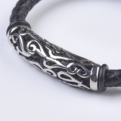 Men's Braided Leather Cord Bracelets BJEW-P194-02-1