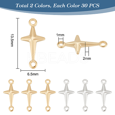 60Pcs 2 Colors Brass Connector Charms KK-PH0005-73-1