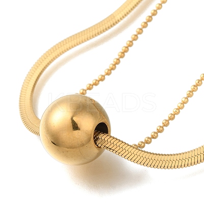 Ion Plating(IP) 304 Stainless Steel Double Layer Necklaces X-NJEW-H037-02G-1