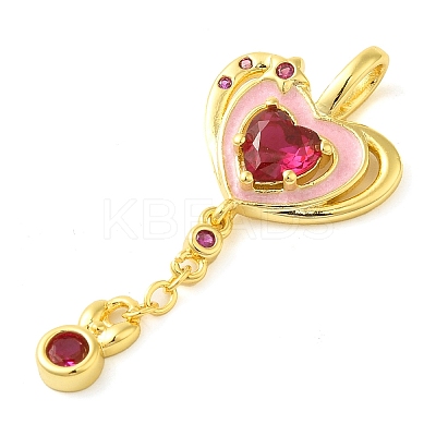 Heart Real 18K Gold Plated Rack Plating Brass Micro Pave Cubic Zirconia Pendants KK-S396-09C-1