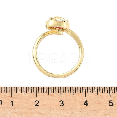 Flower Brass Micro Pave Cubic Zirconia Cuff Rings for Women RJEW-A069-05G-02-1