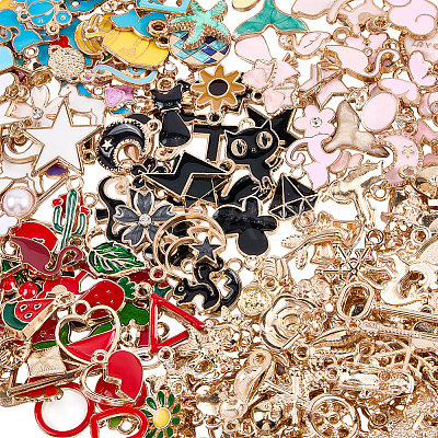 300Pcs Alloy Enamel Pendants ENAM-SP0001-07-1