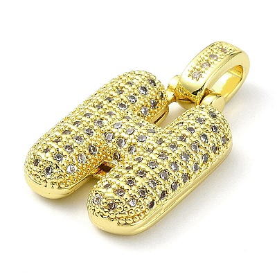 Brass Micro Pave Clear Cubic Zirconia Pendants KK-M279-01G-H-1