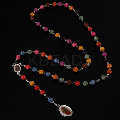 Alloy & Resin Colorful Rosary Bead Necklaces LS-FS-WG28636-02-1