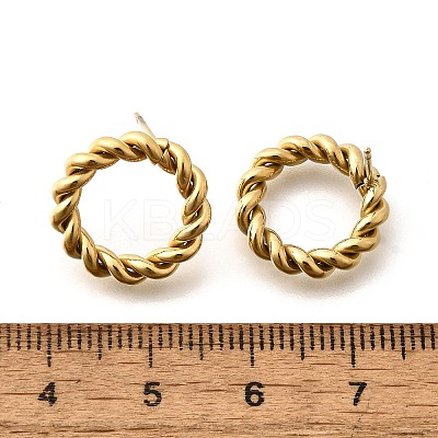 Ion Plating(IP) 304 Stainless Steel Twist Rope Ring Stud Earrings for Woman X-EJEW-N097-006LG-1