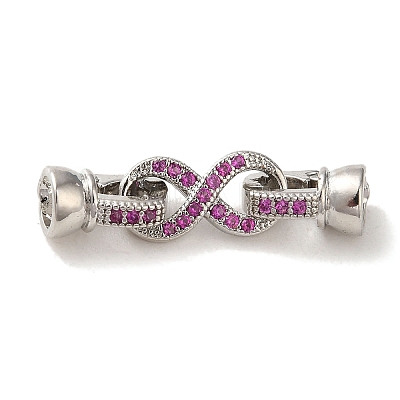 Rack Plating Brass Pave Clear Cubic Zirconia Fold Over Clasps KK-M285-31A-01P-1