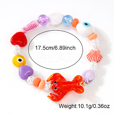 Resin & Porcelain & Glass & Brass Beads Stretch Bracelets for Women NI2487-1-1