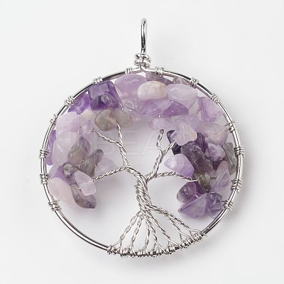 Tree of Life Natural Amethyst Big Pendants X-G-L455-D09-1