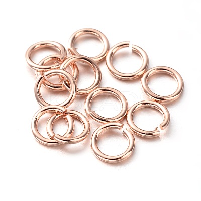 Eco-Friendly PVD Vacuum Plating & Long-Lasting Plated Brass Open Jump Rings KK-E663-7mm-RG-1