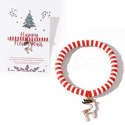 Elegant Christmas Handmade Polymer Clay Heishi Beaded Stretch Bracelets MV9996-27-1