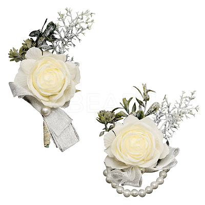Silk Ribbon Wrist & Brooch AJEW-WH0285-17-1