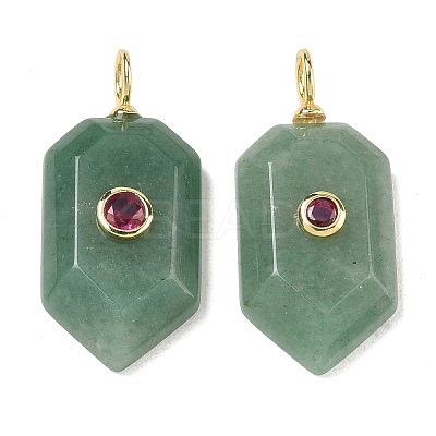 Natural Green Aventurine Pendants KK-CBAF9BC-20G-10-1