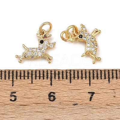 Christmas Brass Micro Pave Cubic Zirconia Charms KK-L255-18G-08-1