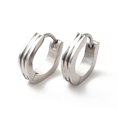 Non-Tarnish 304 Stainless Steel Grooved Polygon Hoop Earrings EJEW-P255-09P-1