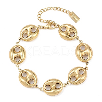 304 Stainless Steel Coffee Bean Link Chain Bracelets BJEW-D359-14B-G-1