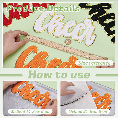 4Pcs 4 Colors Towel Embroider Thread Iron on/Sew On Patches PATC-FG0002-85-1