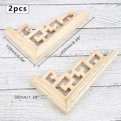 Natural Solid Wood Carved Onlay Applique Craft WOOD-FH0001-38-1