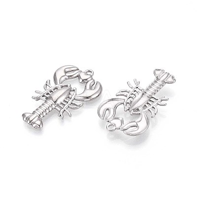 304 Stainless Steel Lobster with Heart Pendants STAS-T067-26P-1