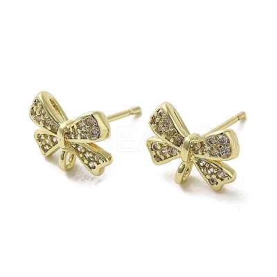 Rack Plating Brass & Cubic Zirconia Stud Earring Findings KK-G487-08G-1
