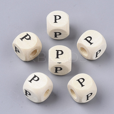 Printed Natural Wood Beads WOOD-T026-001P-1